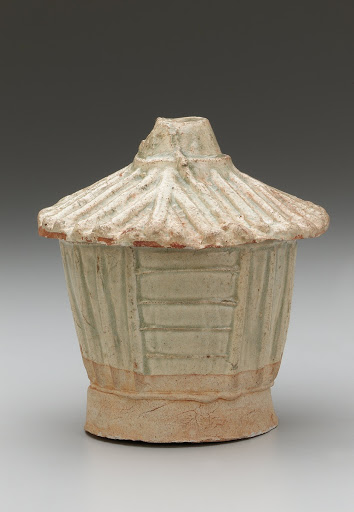 Jar with lid in the shape of a granary with tiled roof