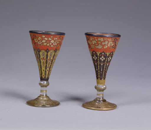 Pair of Glass Goblet with Cloisonne - Takeuchi Chubei