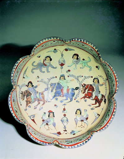Bowl, Polychrome Design of  Equestrian Warriors - Unknown
