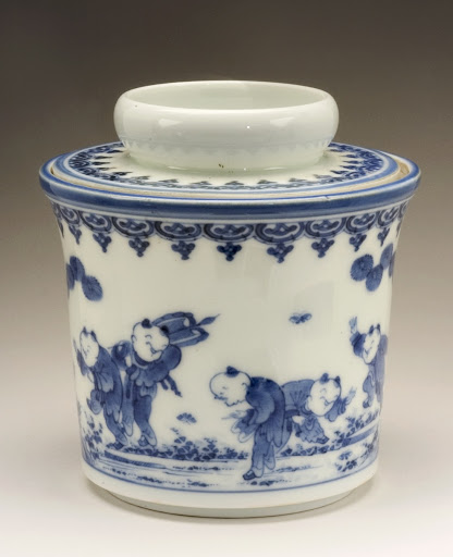 Condiment Jar with Chinese Boys, Peonies and Pine Decor - Unknown