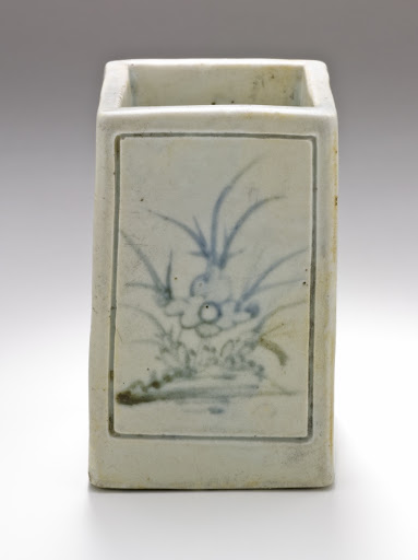 Square Brush Holder with Garden Scenes - Unknown