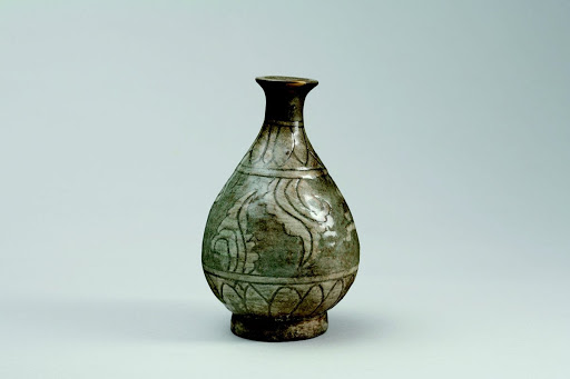 Bottle, Design of Lotus Flower and a Chinese Character, Buncheong Ware - Unknown