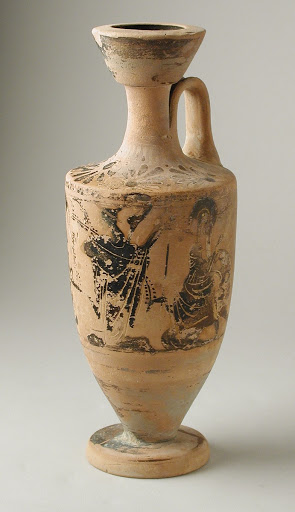 Attic Black-Figure Lekythos with Achilles and Ajax Playing a Board-Game in the Presence of Athena - Unknown