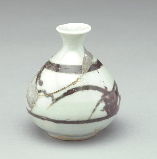 Small bottle with underglaze copper-red decoration (waster, areas of fill)
