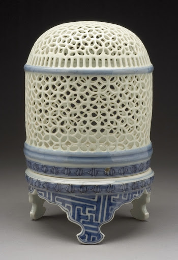 Blue and White Reticulated Censer (kōrō) or Lantern - Unknown