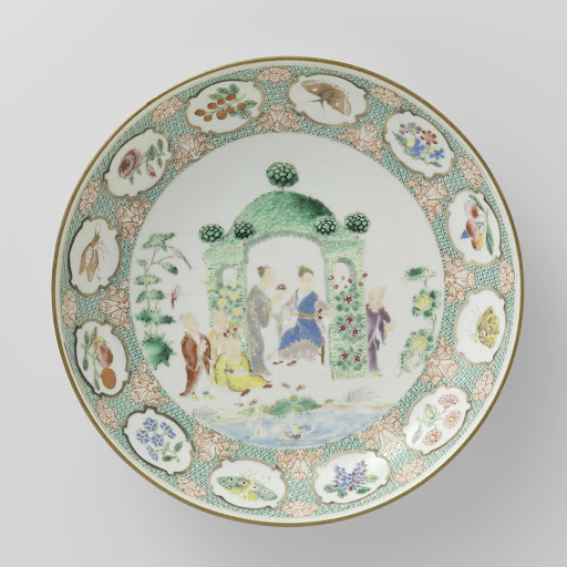Saucer-dish with an image of 'The Arbour' - Anonymous