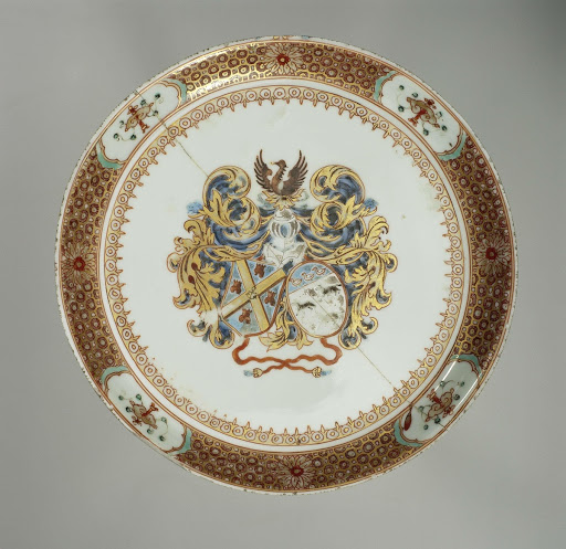 Plate with the arms of the De Neufville and De Wolff family - Anonymous
