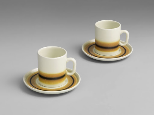 Two cups, with matching saucers, from a coffee service - Hanna Charag-Zuntz和Palceramic
