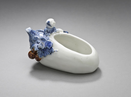 Bowl or Brush Washer in the Form of an Eggplant with a Chinese Boy Peering In - Unknown