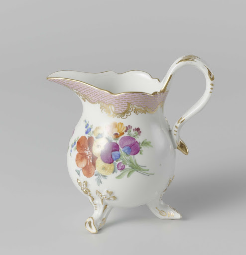 Melkkan, veelkleurig beschilderd met bloemboeketten - Meissener Porzellan Manufaktur