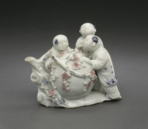 Water Dropper (suiteki) with Three Chinese Boys (karako), Snowball, and Blossoming Plum Branch - Unknown
