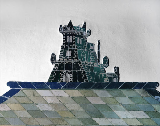 Sgraffito tiles depicting a fortress - Unknown