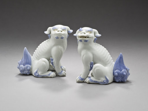 Pair of Okimono in the Form of Chinese Lions - Unknown