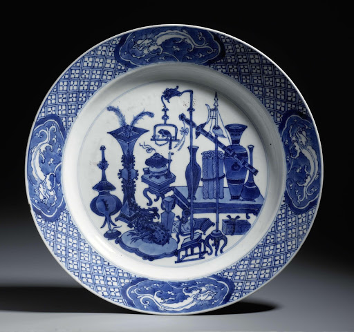 Plate with antiquities and dragons - Anonymous