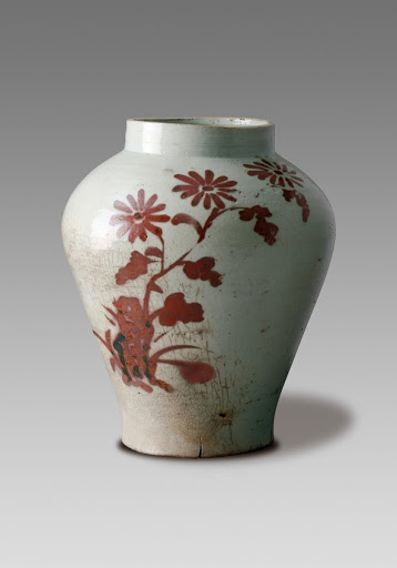 Vase, Chrysathemum Design in Underglaze Copper-Red - Unknown