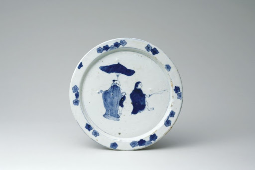Dish, Design of Angler, in Underglaze Blue; Kosometsuke Type - Unknown