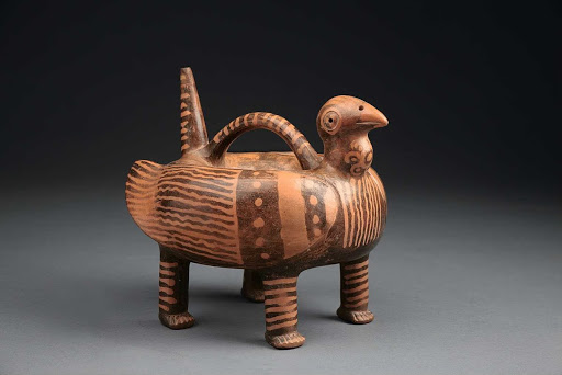 Whistling ceramic vessel that represents a feline-bird ML013676 - Viru style