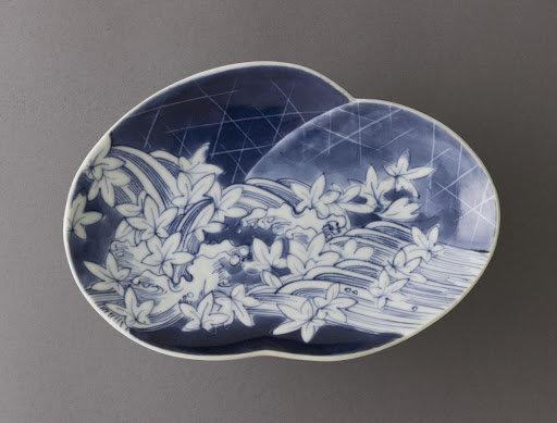 Dish with Design of River, Weirs, and Maple Leaves - Unknown