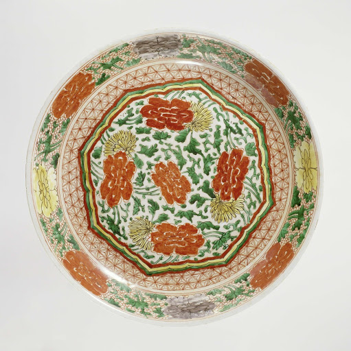 Dish with flower scrolls in a panel - Anonymous