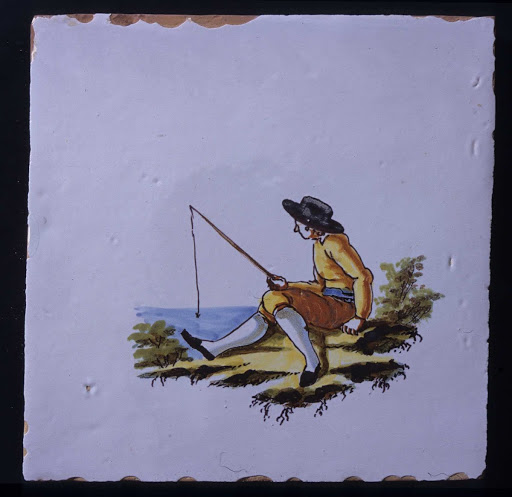 Tile with a painted image - Unknown