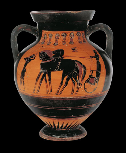 Attic amphora with black figures - Attributed to the painter of Saint Audries