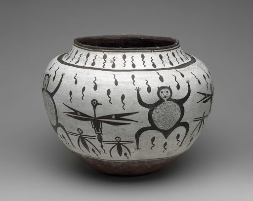 Jar with Frogs, Tadpoles, Hummingbirds, and Dragonflies - Zuni
