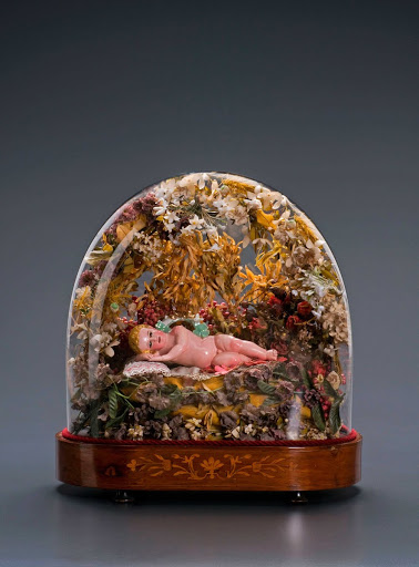 Fanal with Christ Child leaning and porcelain basket - Unknown attributed to follower of Manuel Chili Caspicara
