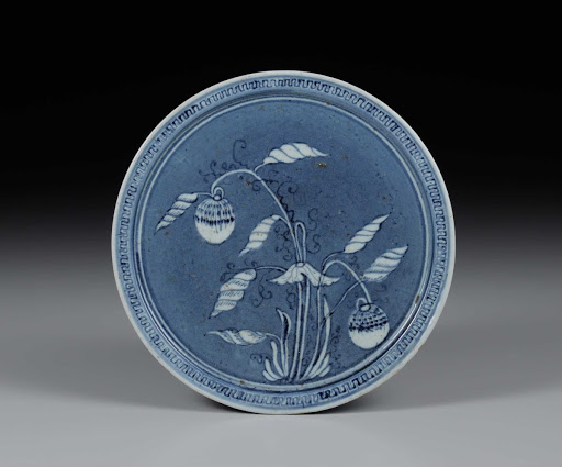DISH, Blue-and-white with fruit design - unknown