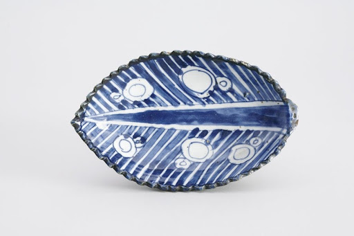 Dish, One of a Set of Five, Leaf Design in Underglaze Blue; Kosometsuke Type - Unknown