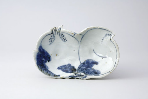 Dish, One of a Set of Five, Peach and Pomegranate Design in Underglaze Blue; Kosometsuke Type - Unknown