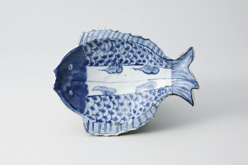 Dish, One of a Set of Five, Fish Design in Underglaze Blue; Kosometsuke Type - Unknown