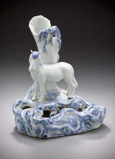 Sculpted Vase in the Form of a Horse on a Land Form by a Tree Stump - Unknown