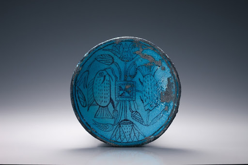 Dish, Lotus and Fishes Design, Faience - Unknown