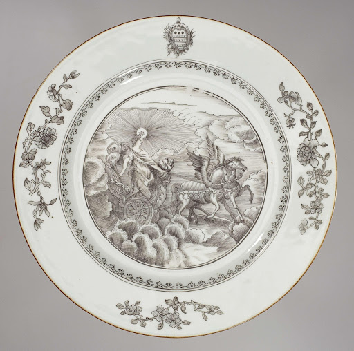 Plate with an image of Aurora and the coat of arms of the Humbertson family - Anonymous