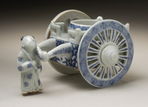 Sake Cup Holder in the Form of a Chinese Boy (karako) Pulling a Cart - Unknown