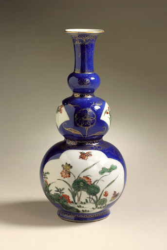 Vase (Ping) in the Form of  a Gourd with Panels of  Flowers and Birds - Unknown