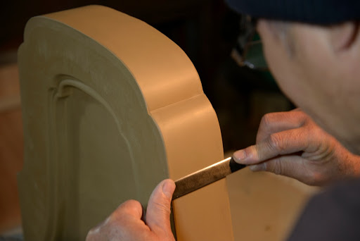 Polishing process, Kyoto ceramic tiles - Asada Kawara Factory