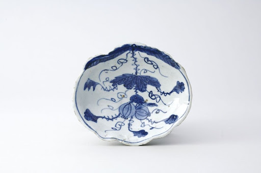 Dish, One of a Set of Five, Gourd and Squirrel Design in Underglaze Blue; Kosometsuke Type - Unknown