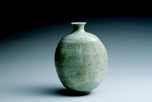 Flask, Incised Plant Design, Buncheong Ware - Unknown