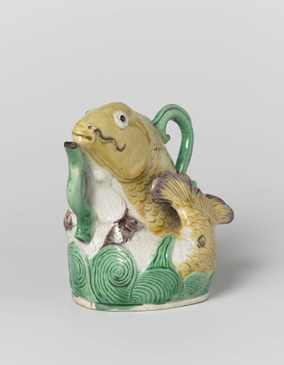 Ewer in the shape of a carp leaping from the waves - Anonymous