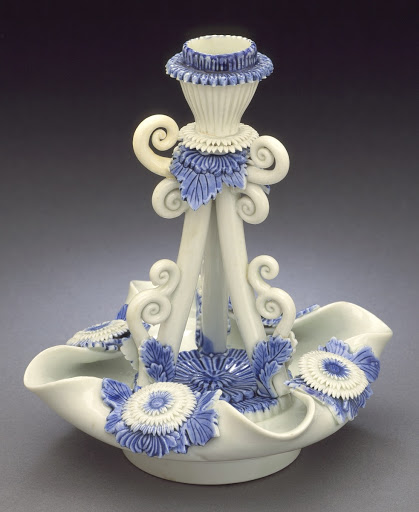 Candle Holder with Raised Chrysanthemums - Unknown