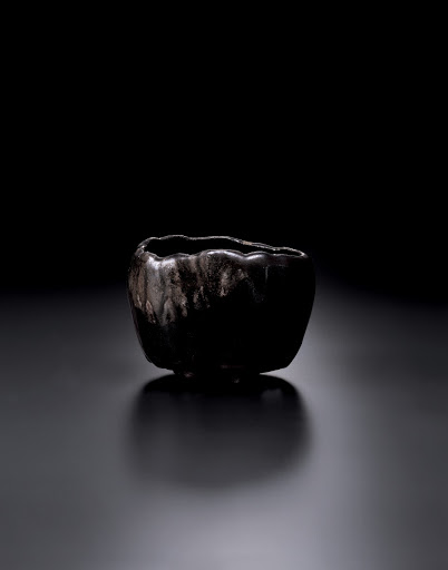 Black Raku Tea Bowl, called YORU TATTE TSUKI NI TAISU - Raku Kichizaemon