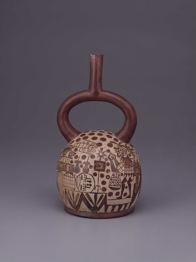 Ceramic ceremonial vessel that represents a scene of ritual offering and consumption ML004112 - Moche style