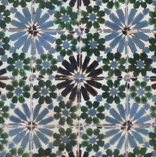 Corda-seca tiles with geometrical knotwork motifs - Unknown