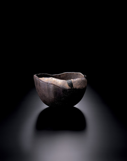 Black Raku Tea Bowl, yakinuki type, called ITOFUNE - Raku Kichizaemon
