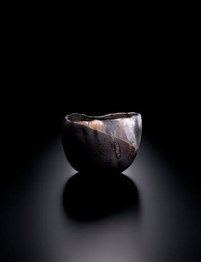 Black Raku Tea Bowl, yakinuki type, called SHUDHU YORU OKUⅠ - Raku Kichizaemon