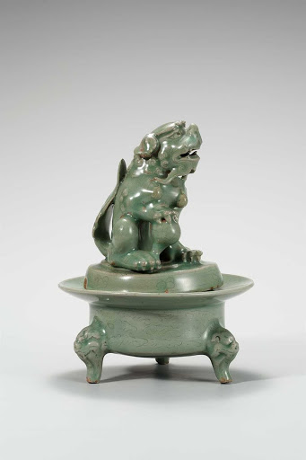 Incense BurnerCeladon with Lion Cover - Unknown