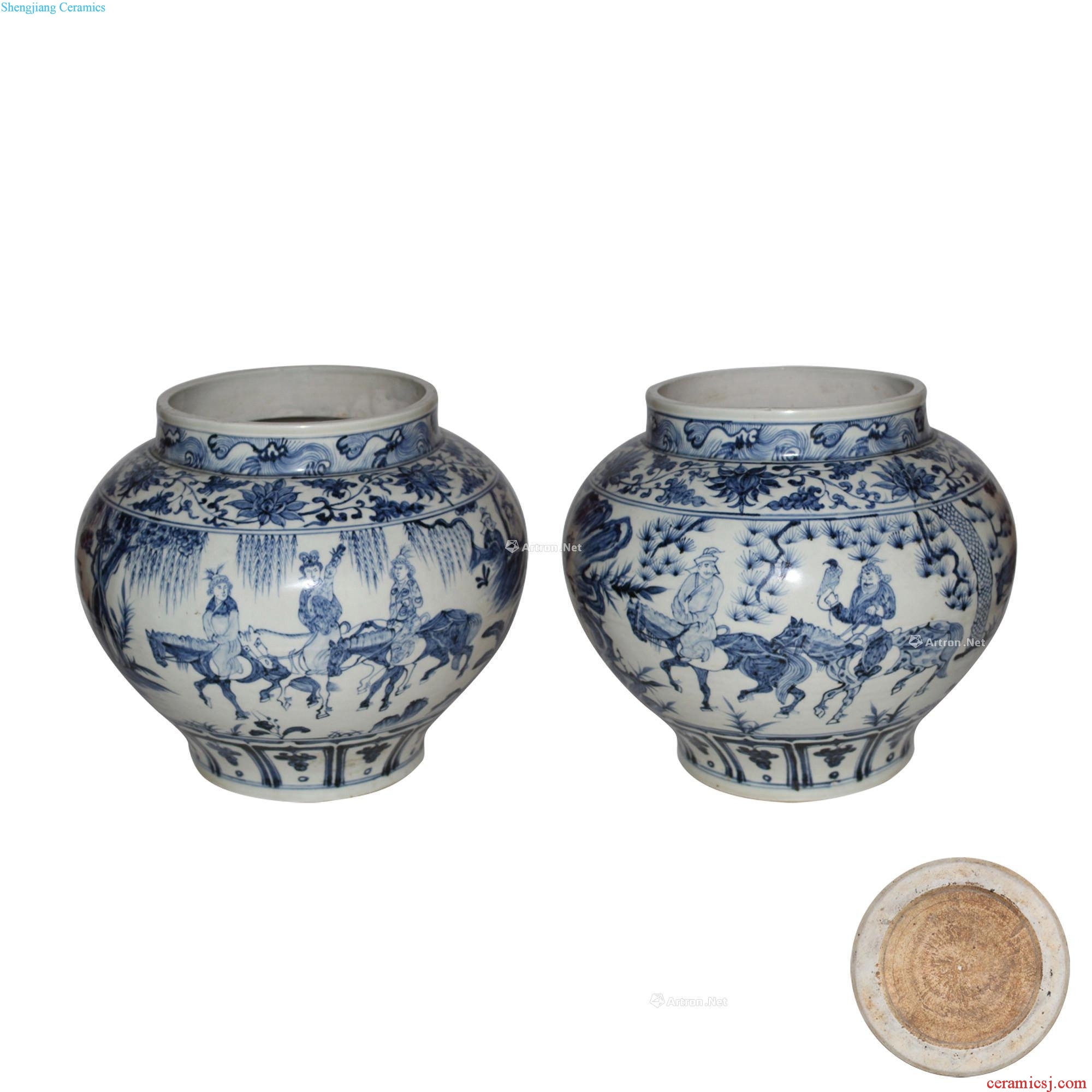 The Yuan Dynasty Blue And White Zhaojun Fill Grain Big Cans China