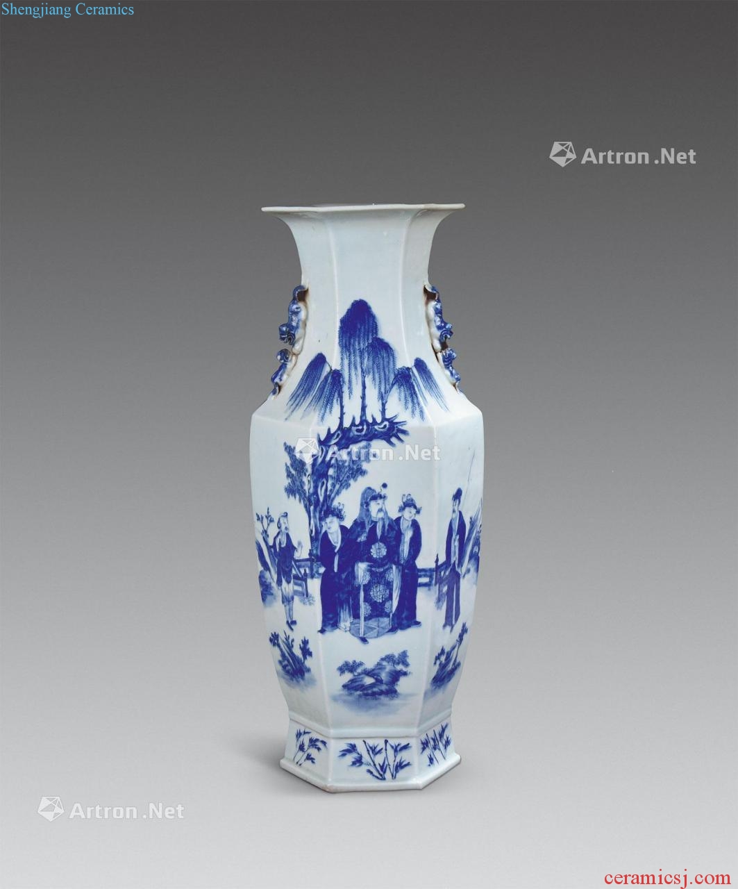 Stories of qing dynasty blue and white grain ears vase