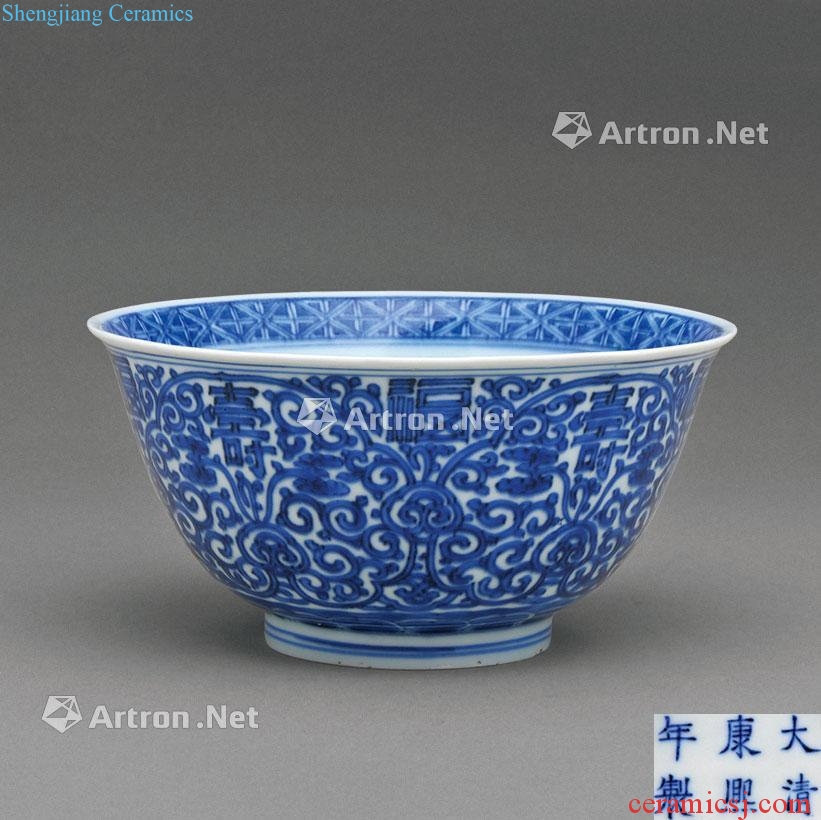 The qing emperor kangxi Blue and white branches live bowl